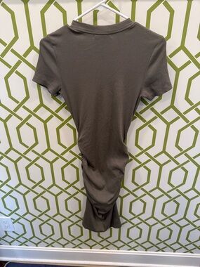 Michael Stars Ribbed side ruched dress — Olive Taupe